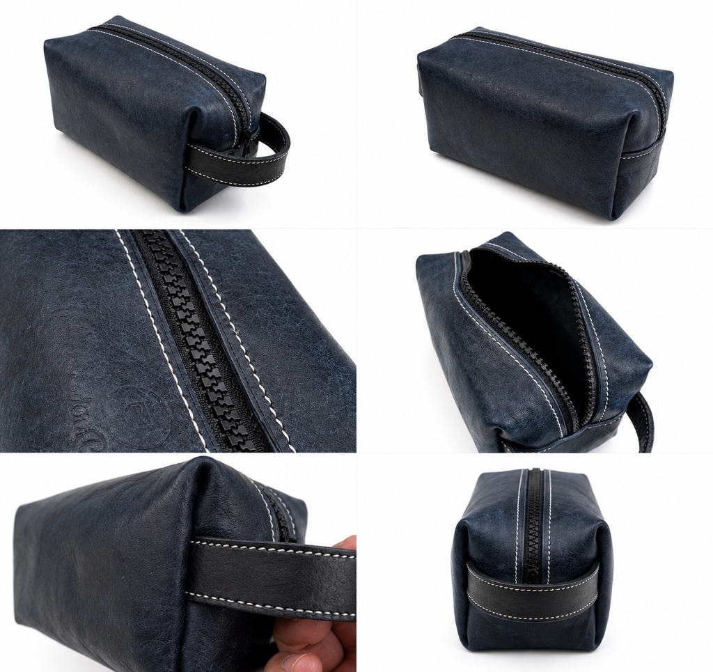 Kulturtasche aus Leder - handgefertigt