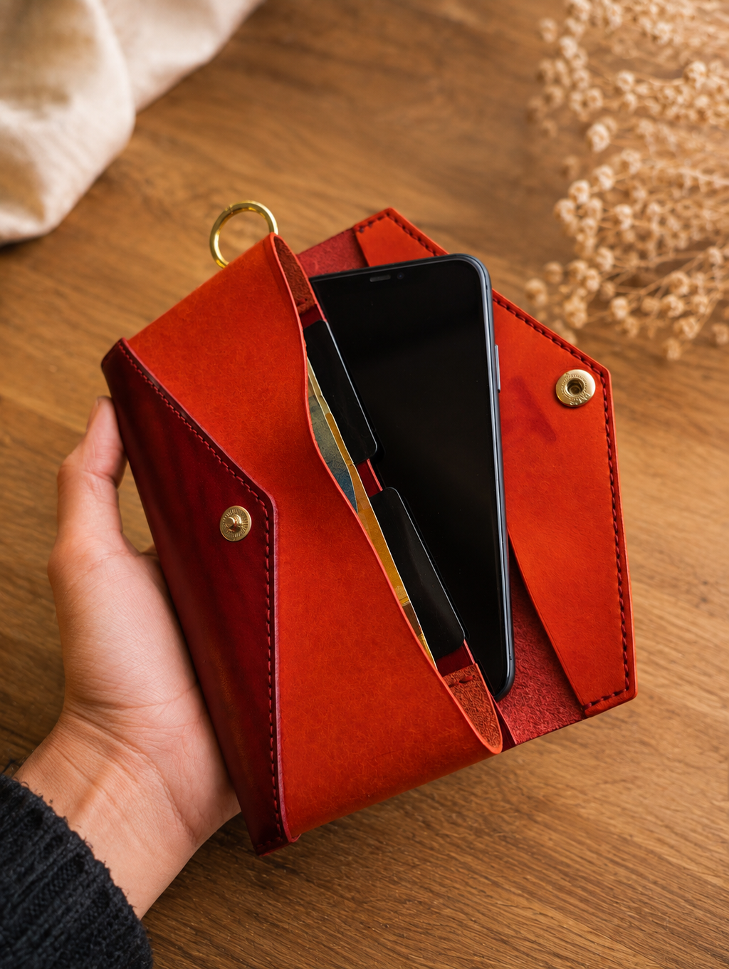 Amélie – Kompaktes Leder-Portemonnaie mit Ring
