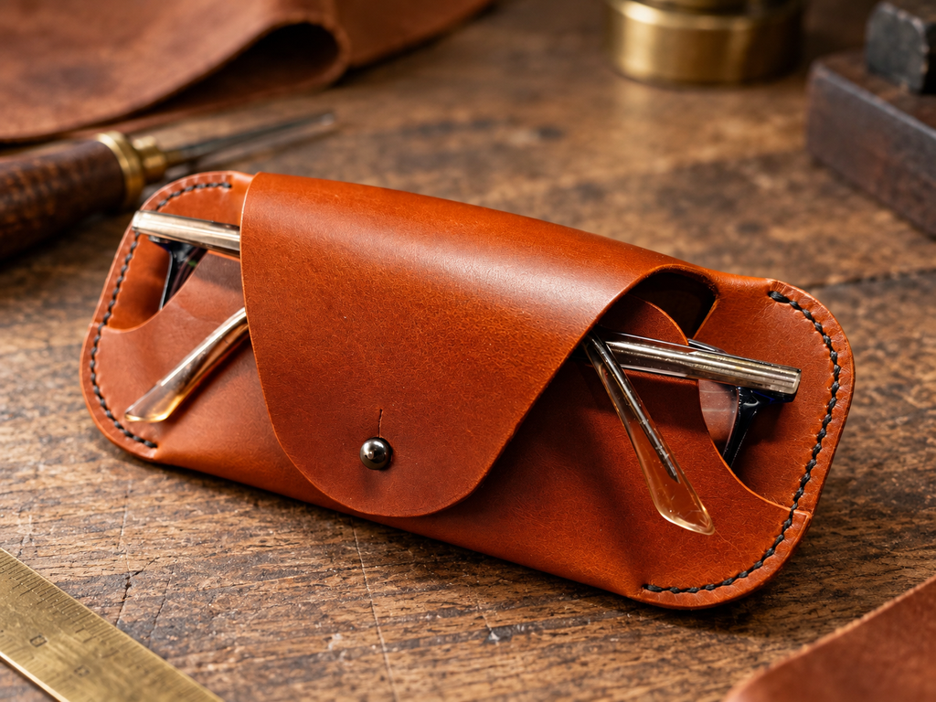 Brillenetui aus echtem Leder - Handgefertigtes Etui für Brille & Sonnenbrille