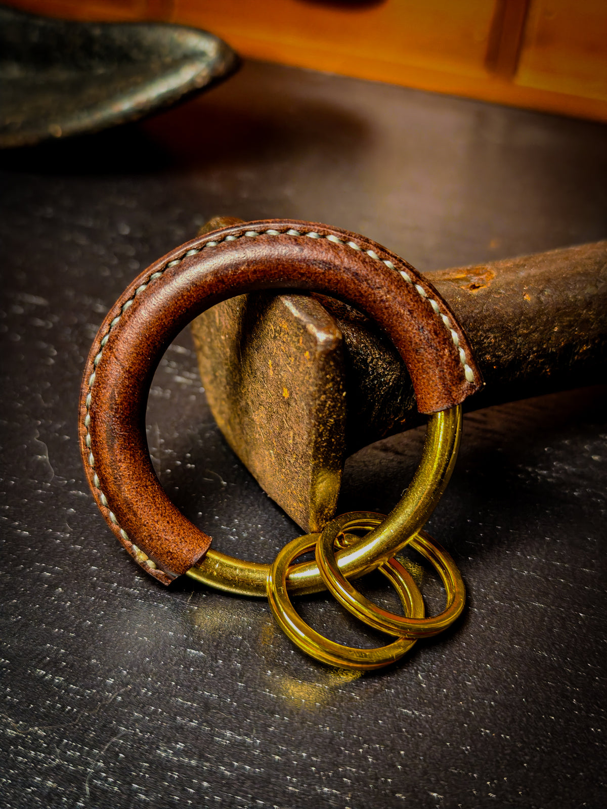 Schlüsselring aus Leder – handgefertigt, Messing/Edelstahl